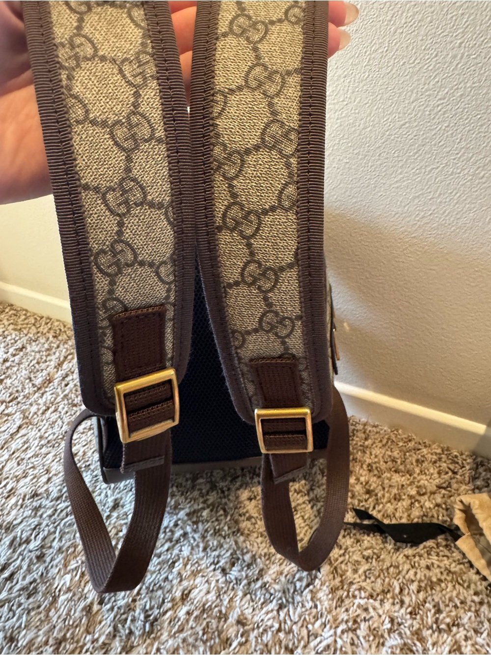 Gucci GG Supreme Ophidia Small Backpack Beige/Brown with Iconic Green & Red Web - Picture 5 of 16